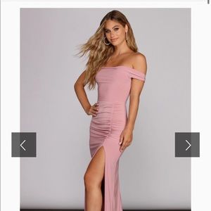 Mauve blush pink dress.